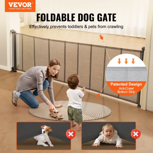 VEVOR Extra-Wide Retractable Baby Gate – 34" Tall Mesh Safety Gate for Kids & Pets - Image 2