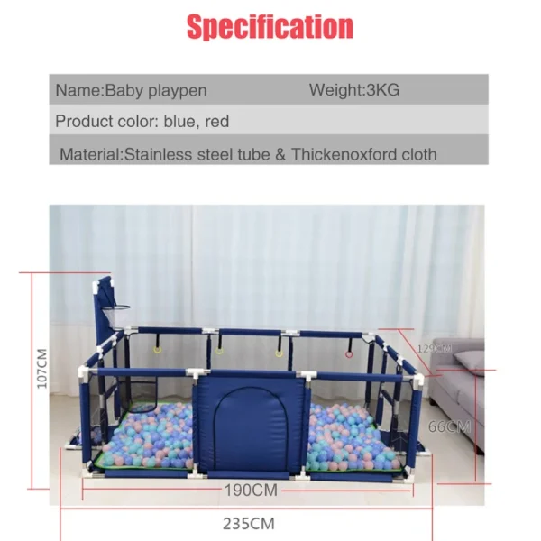 IMBABY Baby Playpen for Indoor Activities – Football & Basketball Parks, Baby Safety Barriers, Playground Fence - Image 4