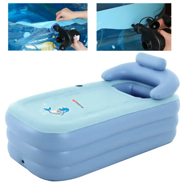 Inflatable Bathtub Blue Folding Bathtub with Warm Design Of Cushion Baby Pool - Image 3