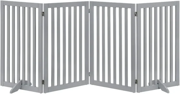 24”H Free Standing Pet Gate for Dog, Cat, Baby – Wooden Dog Gates for Doorway, Stairs, Foldable Pet Fence - Image 8