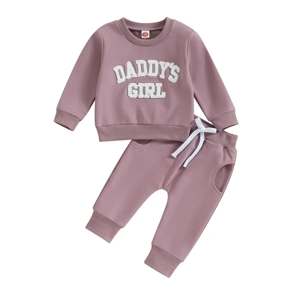 2023-08-08 Lioraitiin 0-3T Newborn Baby Girls Sweat Outfits Letter Print Sweatshirt Long Pant Fall Winter Baby Clothes Set - Image 7