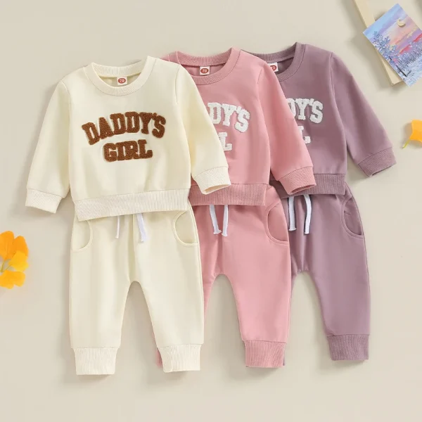 2023-08-08 Lioraitiin 0-3T Newborn Baby Girls Sweat Outfits Letter Print Sweatshirt Long Pant Fall Winter Baby Clothes Set