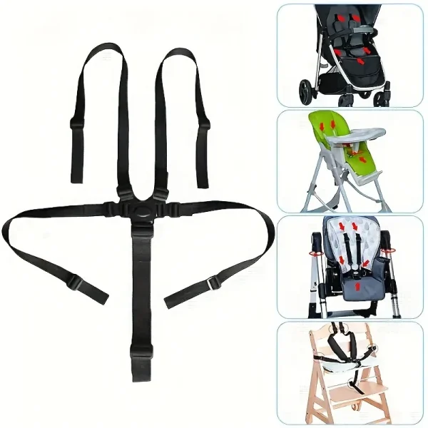 5-Point Adjustable Safety Harness – Kids Dining Chair Seat Belt for Indoor & Outdoor Use - Image 2