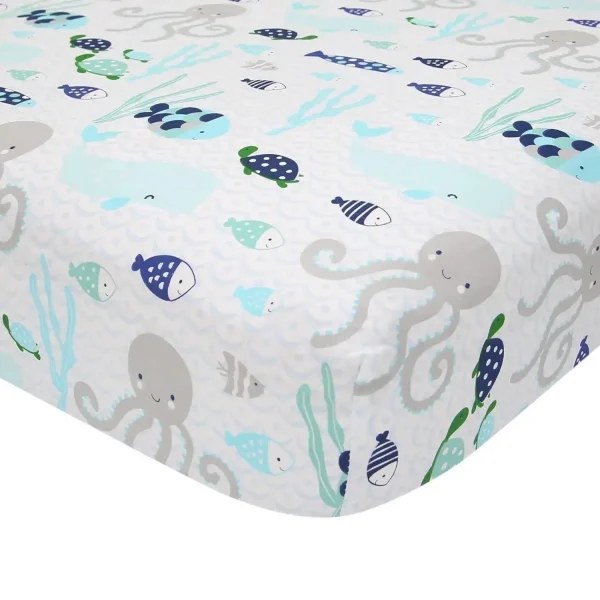 Lambs & Ivy Oceania 6-Piece Baby Crib Bedding Set – Blue Ocean Nautical Aquatic Theme - Image 3