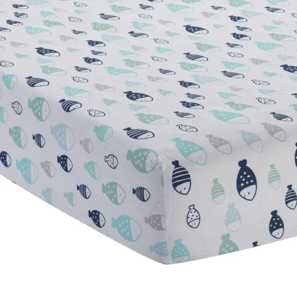 Lambs & Ivy Oceania 6-Piece Baby Crib Bedding Set – Blue Ocean Nautical Aquatic Theme - Image 4