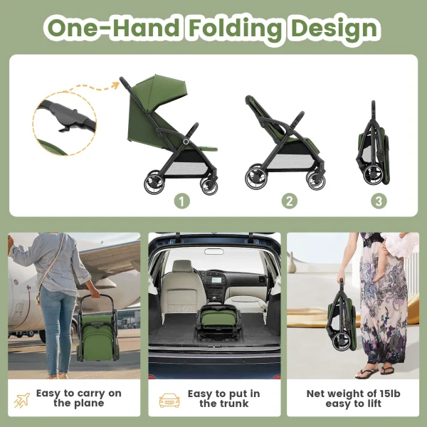 High View Portable Baby Stroller with 360° Swivel Seat – Lightweight & Compact - Image 2