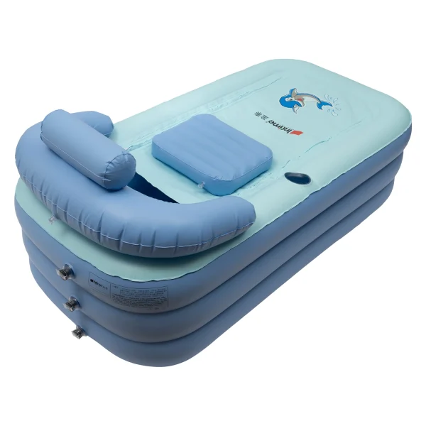 Blue Folding Inflatable Baby Bathtub with Soft Cushion – Warm Design for Baby Pool & Bath - Image 4