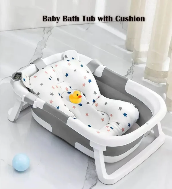 Foldable Baby Bathtub with Real-Time Temperature Display & Cushion Support - Image 3