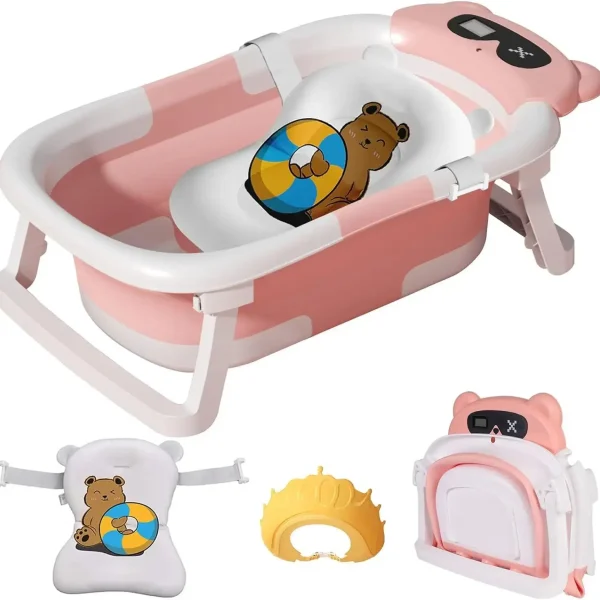 Foldable Baby Bathtub with Real-Time Temperature Display & Cushion Support - Image 8