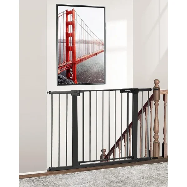 Adjustable Auto-Close Baby & Pet Gate for Stairs – 29.7″ to 46″, Pressure-Mount Safety Gate