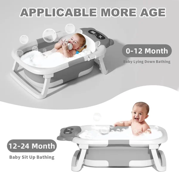 Foldable Baby Bathtub with Real-Time Temperature Display & Cushion Support - Image 5