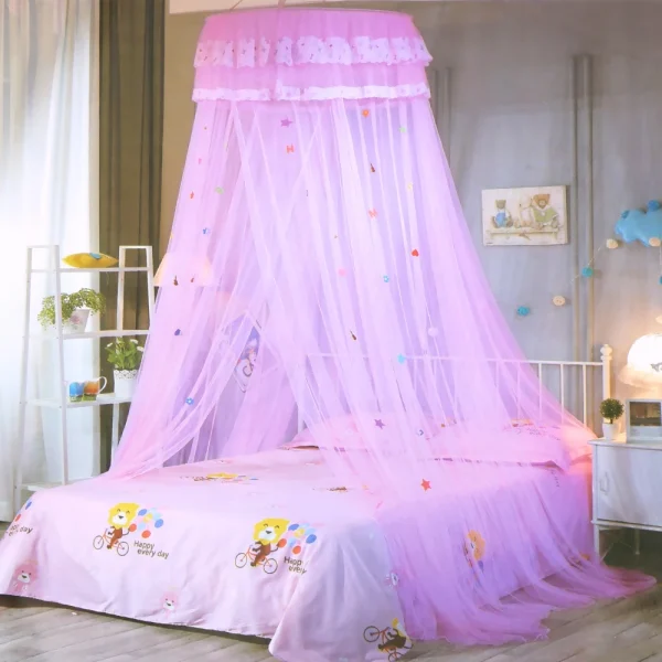 Dome Hanging Mosquito Net – Lace Bed Canopy for Kids’ Baby Bedding & Girls’ Room Decor