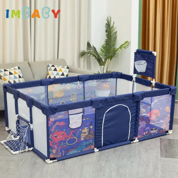 IMBABY New Playpen for Children – Cartoon Baby Playpen, Basketball Baby Playground Fence, Child Safety Barriers, Baby Dry Pool - Image 2