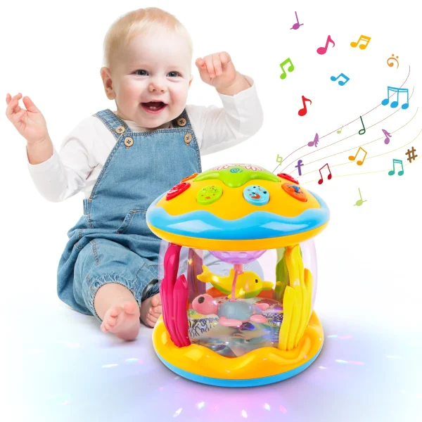 Rotating Ocean Projector Drum with Melodies – Educational Musical Toy for Babies (6-12 Months)