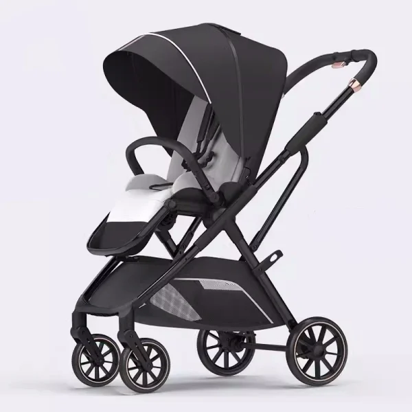 Fashion High View Baby Stroller | Ergonomic Seat Bassinet for Newborns | Portable Pram with One-Hand Recline & Basket - Image 9