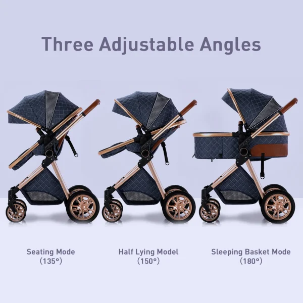 Luxury Baby Stroller 3 in 1 High Landscape Baby Cart Can Sit Can Lie Portable Pushchair Baby Cradel Infant Carrier - Image 3