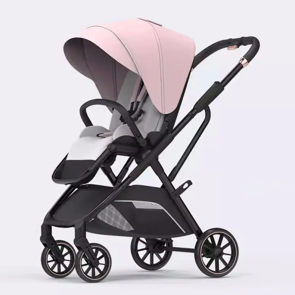 Fashion High View Baby Stroller | Ergonomic Seat Bassinet for Newborns | Portable Pram with One-Hand Recline & Basket - Image 10