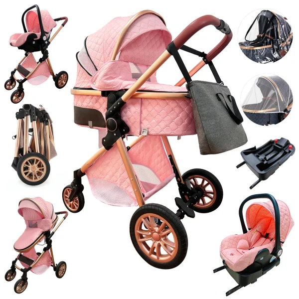 Luxury Baby Stroller 3 in 1 High Landscape Baby Cart Can Sit Can Lie Portable Pushchair Baby Cradel Infant Carrier - Image 19