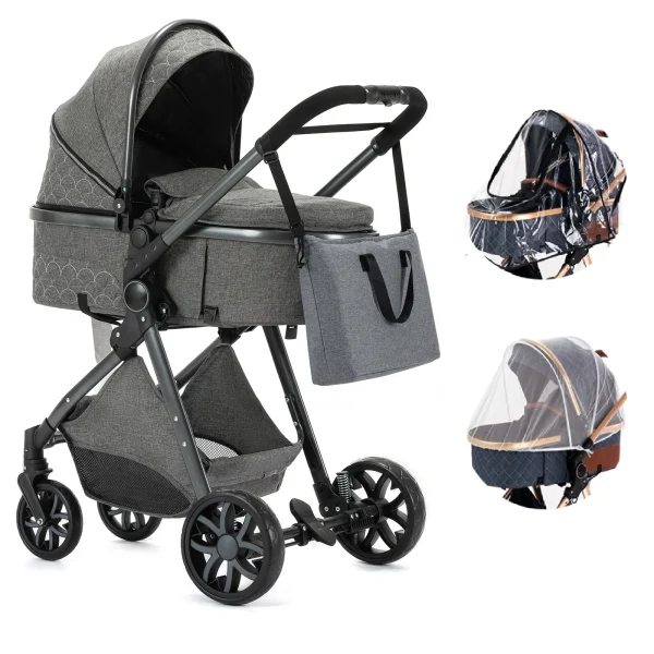 Luxury Baby Stroller 3 in 1 High Landscape Baby Cart Can Sit Can Lie Portable Pushchair Baby Cradel Infant Carrier - Image 26