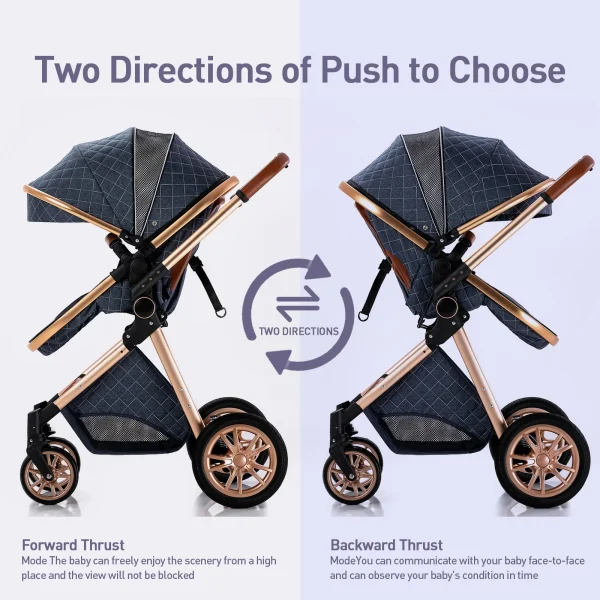 Luxury Baby Stroller 3 in 1 High Landscape Baby Cart Can Sit Can Lie Portable Pushchair Baby Cradel Infant Carrier - Image 5